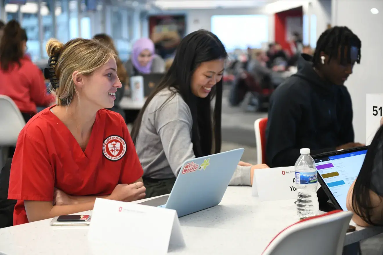 Students in atrium