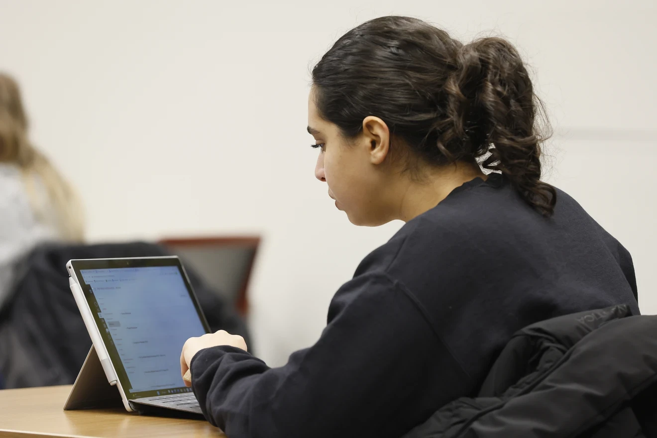 Student working on a computer