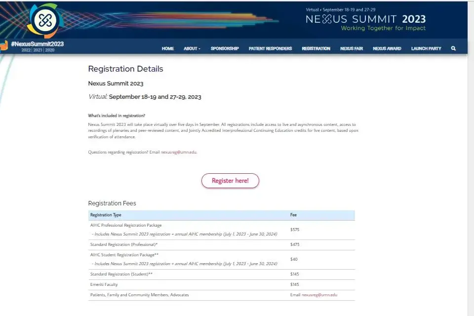 Screenshot of Registration Page Online